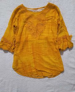 Mustard Yellow Lace Y2k Top