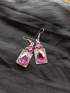 Hot Pink Stone Earrings