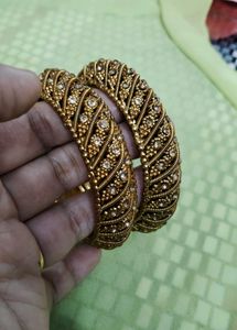 2 Golden Jumkas And Bangles New