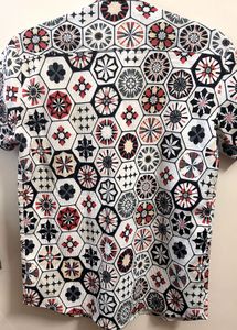 Patterned Short Sleeve White Shirt
