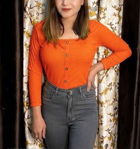 🔥Bright Orange Ribbed Top🔥