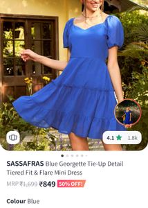 Blue Open Back Mini Dress