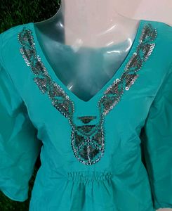 M&amp;S Emerald Embellished Top