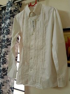 Mens White Designer Button Down Shirt