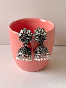 Silver Oxidised Jhumka