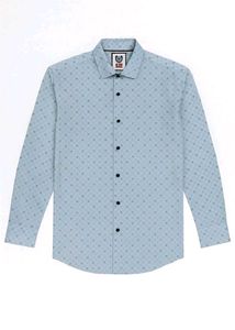 Light Blue Patterned Long Sleeve Shirt