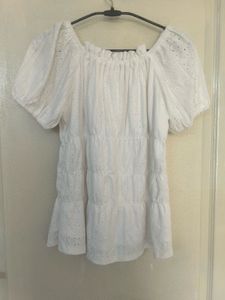 White Eyelet Puff Sleeve Top