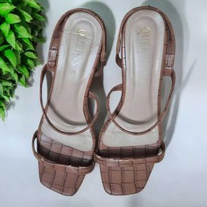 Stylish Brown Block Heel-Trendy Square Toe Slip-On