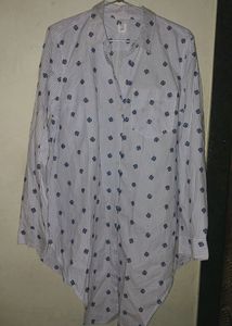 Blue striped embroidered shirt