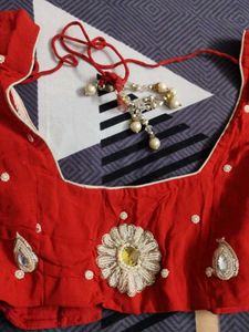Red Embellished Saree