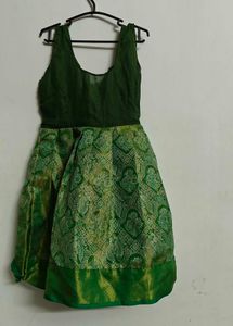 Beautiful Green Silk Top And Skirt