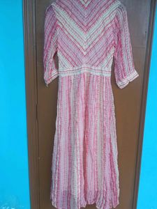 Ritu Kumar Geometric Pattern Peach Long Gown