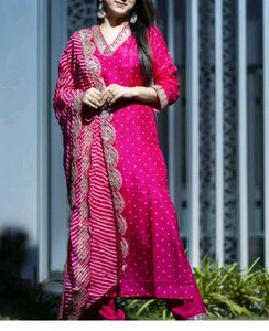 Pink Printed Kurta Set