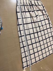 Black &amp; White Plaid Pleated Skirt With Shirt Blous