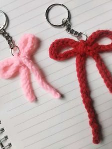 Cute Bow Keychains - Pink &amp; Red Set