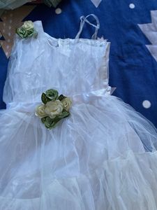 6-7 years old girl Elegant White Dress