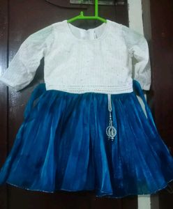Cute Blue & White Kids Dress