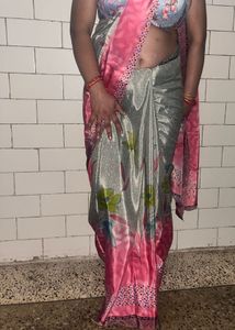 OMG crepe Elegant Pink Saree with blouse