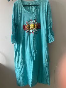 Blue Graphic 3/4th Night Dress