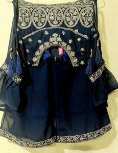 Navy Blue Embroidered Nayra Cut Dress