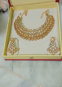 Golden With White Stone Necklace