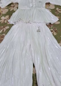 White Pleated Two-Piece Set