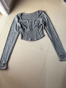 Dark Grey Thumbhole Top