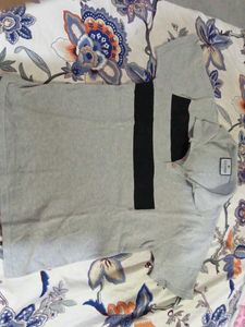 Gray T-Shirt with Black Stripes