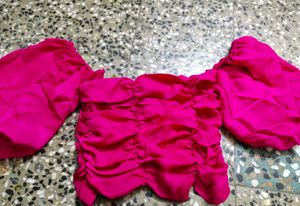 Pink Crop Top with Bell Sleeves