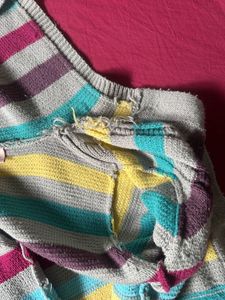 Striped Knit Hooded Cardigan