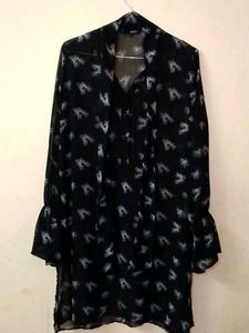 Black Soft Net Tunic