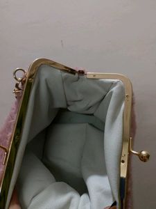 Pink Fuzzy Kisslock Bag