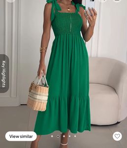 Green Tie-Shoulder Maxi Dress