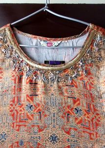 A Line Partywear Kurti In Double Print