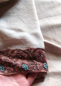 Cream Embroidered Pashmina Shawl