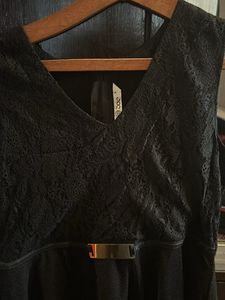 Black Netted Flared Dress From Soie