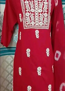 NEW Red Lucknowi Embroidered Dress Set