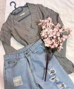 🎁Buy1 Get1 Free Gray Knitted Pullover Sweater