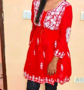 Red Embroidered Dress