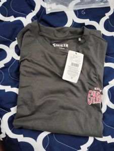 Shein cherry Gray Graphic Print Oversized T-Shirt