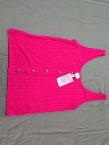 Fuchsia Pink Buttoned Tank Top