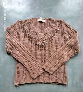 1 Pc Sequin Embellished Knit Top