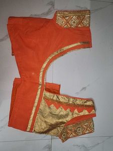 Embroidery Orange Silk Saree