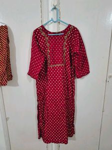 Red Kurta Pant Set