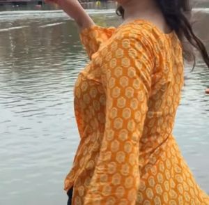 Beautiful Women Bell Sleeves Short Kurti