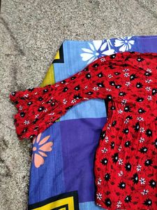 Red-black And Teal Blue Color Top