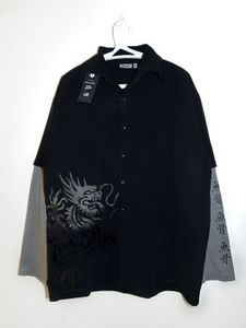 Dragon Print Button-Down Shirt