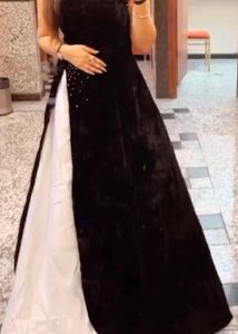 Elegant Black &amp; White Flared Barbie Gown
