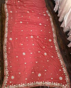 Coral Embellished Saree with Blouse