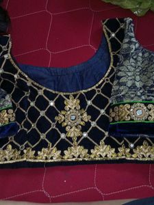 Blue &amp; Gold Embellished Blouse